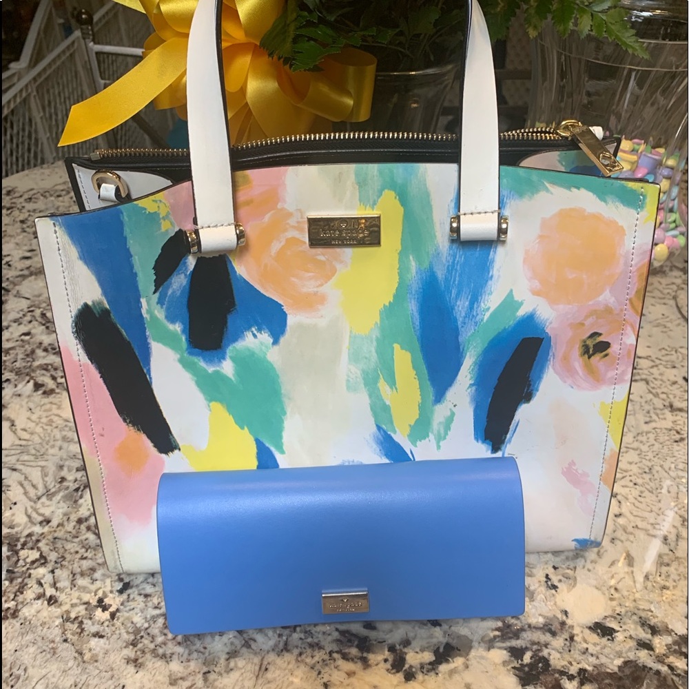 Kate Spade Floral Watercolor Bag and Wallet